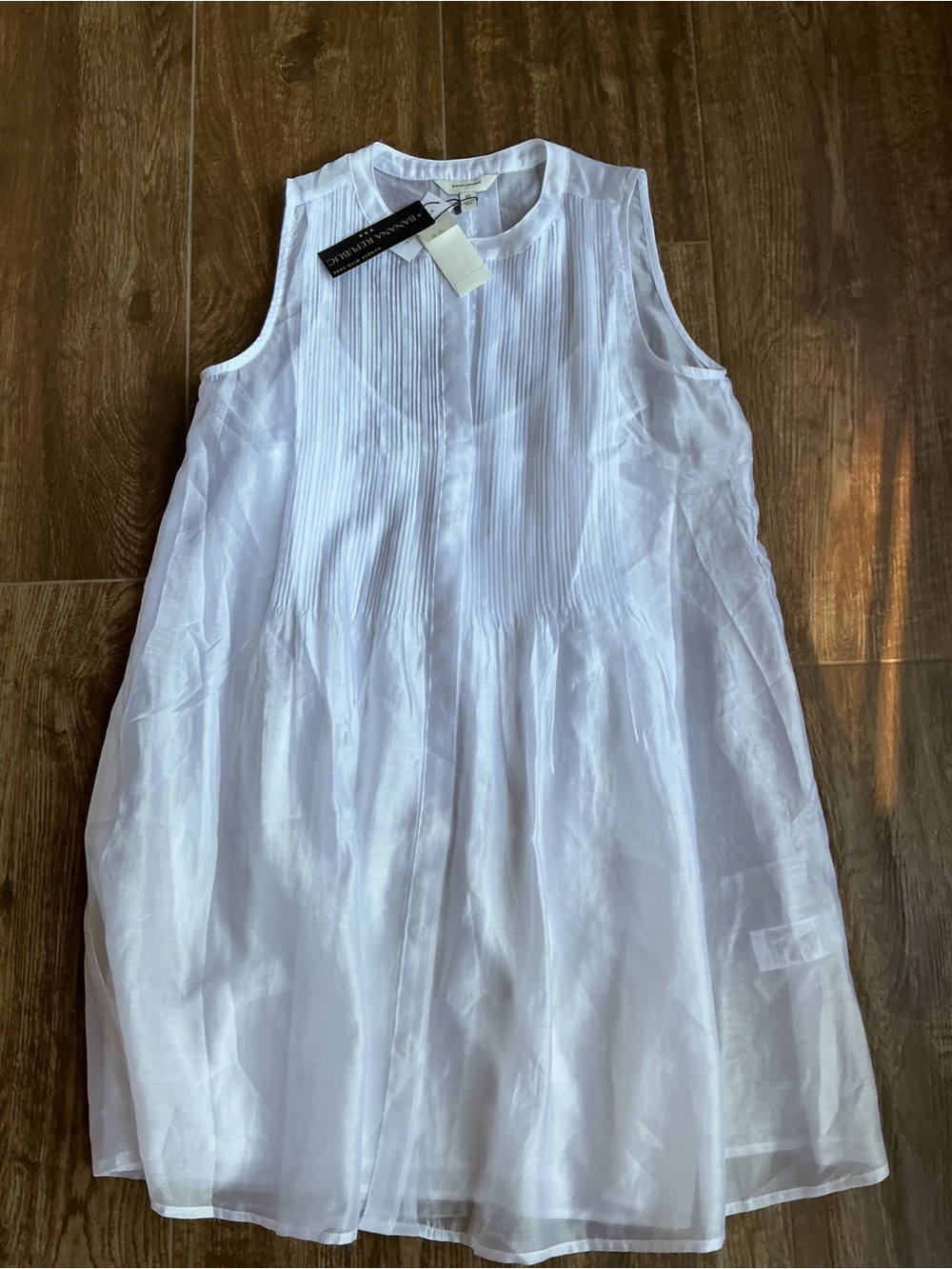 Banana Republic White Pintuck Button-Front Dress